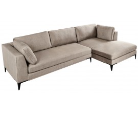 Luxusní designová industriální čalouněná rohová sedačka Molara se sametovým taupé hnědým potahem s pěti polštáři 313 cm