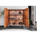 Stylová art deco obdélníková hnědá masivní dvoudveřová barová skříňka Wiellde s kovovými černými nožičkami 120 cm