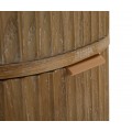 Stylová art deco oválná dřevěná komoda Meer se čtyřmi zásuvkami v hnědé barvě se zlatými úchyty 82 cm