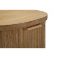 Stylový art deco masivní hnědý ovální noční stolek Meer se dvěma šuplíky s výraznou strukturou a zlatými úchyty 52 cm