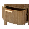 Stylový art deco masivní hnědý ovální noční stolek Meer se dvěma šuplíky s výraznou strukturou a zlatými úchyty 52 cm