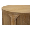Stylový art deco masivní hnědý ovální noční stolek Meer se dvěma šuplíky s výraznou strukturou a zlatými úchyty 52 cm