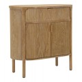 Stylový vintage art deco příborník Meer se dvěma dvířky a šuplíkem z masivního dřeva v hnědé barvě s výraznou drážkovanou strukturou s úchyty z kovu ve zlaté barvě
