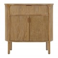 Stylový masivní art deco hnědý oválný dvoudveřový příborník Meer se zásuvkou se zlatými úchyty s výraznou strukturou 82 cm