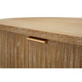 Stylový masivní art deco hnědý oválný dvoudveřový příborník Meer se zásuvkou se zlatými úchyty s výraznou strukturou 82 cm