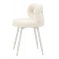 Moderní designová bouclé bílá čalouněná jídelní židle Janar s bílými kovovými nožičkami 67 cm