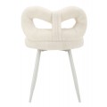 Moderní designová bouclé bílá čalouněná jídelní židle Janar s bílými kovovými nožičkami 67 cm