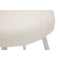 Moderní designová bouclé bílá čalouněná jídelní židle Janar s bílými kovovými nožičkami 67 cm
