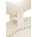 Moderní designová bouclé bílá čalouněná jídelní židle Janar s bílými kovovými nožičkami 67 cm
