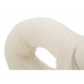 Moderní designová bouclé bílá čalouněná jídelní židle Janar s bílými kovovými nožičkami 67 cm