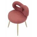 Moderní glamour čalouněná bouclé jídelní židle Janar s růžovo fialovým potahem a kovovými zlatými nožičkami 67 cm