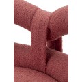 Moderní glamour čalouněná bouclé jídelní židle Janar s růžovo fialovým potahem a kovovými zlatými nožičkami 67 cm