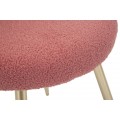 Moderní glamour čalouněná bouclé jídelní židle Janar s růžovo fialovým potahem a kovovými zlatými nožičkami 67 cm