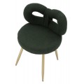 Modern&iacute; designov&aacute; čalouněn&aacute; tmavě zelen&aacute; j&iacute;deln&iacute; židle Janar s boucl&eacute; potahem a kovov&yacute;mi zlat&yacute;mi nožičkami 67 cm