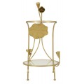 Designový glamour oblázky zlatý příruční stolek Natura Elegante s florálním zdobením a skleněnou vrchní deskou a policí 78 cm