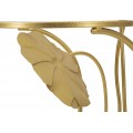 Designový glamour oblázky zlatý příruční stolek Natura Elegante s florálním zdobením a skleněnou vrchní deskou a policí 78 cm