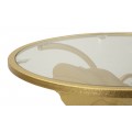 Designový glamour oblázky zlatý příruční stolek Natura Elegante s florálním zdobením a skleněnou vrchní deskou a policí 78 cm