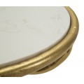 Designový glamour mramorový kulatý kovový zlatý příruční stolek Natura Elegante s atypickou nohou 60 cm