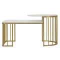 Designový art deco mramorový set konferenčních stolků Hera s kovovou zlatou konstrukcí v kulatém a obdélníkovém tvaru 90 cm