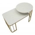 Designový art deco mramorový set konferenčních stolků Hera s kovovou zlatou konstrukcí v kulatém a obdélníkovém tvaru 90 cm