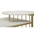 Designový art deco mramorový set konferenčních stolků Hera s kovovou zlatou konstrukcí v kulatém a obdélníkovém tvaru 90 cm