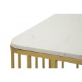 Designový art deco mramorový set konferenčních stolků Hera s kovovou zlatou konstrukcí v kulatém a obdélníkovém tvaru 90 cm