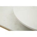 Designový art deco mramorový set konferenčních stolků Hera s kovovou zlatou konstrukcí v kulatém a obdélníkovém tvaru 90 cm