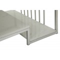 Stylový obdélníkový art deco stříbrný kovový konferenční stolek Silviana s policí a bílým mramorovým designem 90 cm