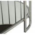 Stylový art deco oválný konferenční stolek Silvario se stříbrnou kovovou konstrukcí se zrcadlovou deskou a policí 90 cm