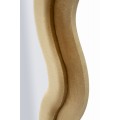 Moderní nástěnné zrcadlo Swan v obdélníkovém atypickém vlnitém tvaru s dvojitým rámem v béžovém semišově sametovém potahu 160 cm