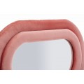 Moderní růžové obdélníkové nástěnné zrcadlo Swan s dvojitým vlnitým rámem se sametovým potahem 160 cm