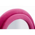 Designové nástěnné růžové zrcadlo Swan s vlnitým rámem a polozakleným vrchním obloukem se semišově sametovým potahem 160 cm