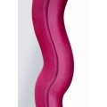 Designové nástěnné růžové zrcadlo Swan s vlnitým rámem a polozakleným vrchním obloukem se semišově sametovým potahem 160 cm