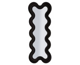 Stylov&eacute; n&aacute;stěnn&eacute; zrcadlo Swan s dvojit&yacute;m vlnit&yacute;m r&aacute;mem v čern&eacute;m sametov&eacute;m potahu 160 cm