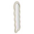 Elegantní zrcadlo Swan s krémovým vlnitým rámem a jemným bouclé potahem v zaobleném obdélníkovém designu 160 cm