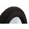 Designové zrcadlo Swan v černém bouclé potahu a klenutou siluetou 160 cm