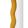 Modern&iacute; obloukov&eacute; hořčicovo oranžov&eacute; zrcadlo Swan s dvojit&yacute;m r&aacute;mem s boucl&eacute; potahem a asymetrickou siluetou 160 cm