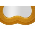 Modern&iacute; obloukov&eacute; hořčicovo oranžov&eacute; zrcadlo Swan s dvojit&yacute;m r&aacute;mem s boucl&eacute; potahem a asymetrickou siluetou 160 cm