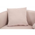 Art deco obdélníková růžová čalouněná sametová dvoumístná sedačka Lienne s výrazným prošíváním a zlatými nožičkami 127 cm