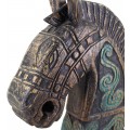 Designová vintage dekorace Cavaliero v podobě hlavy koně z teakového dřeva v tmavých hnědých odstínech 48 cm