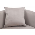 Art deco obdélníková šedá čalouněná dvoumístná sedačka Lienne a oblými opěrkami na zlatých nožičkách 127 cm
