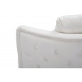 Art deco obdélníková bílá čalouněná sametová dvoumístná sedačka Lienne a oblými opěrkami na zlatých kovových nožičkách 127 cm