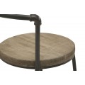 Industriální kulatá jídelní vintage židle Norton z kovu a dřeva s tenkou konstrukcí a patinou 76 cm