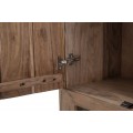 Industrial rectangular brown three-door display cabinet Cubilio made of solid acacia wood with metal legs 177 cm