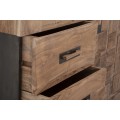 Industrial rectangular brown three-door display cabinet Cubilio made of solid acacia wood with metal legs 177 cm