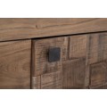 Industrial rectangular brown three-door display cabinet Cubilio made of solid acacia wood with metal legs 177 cm