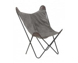 Industri&aacute;ln&iacute; atypick&eacute; &scaron;ed&eacute; křeslo Glady s kovovou konstrukc&iacute; a textiln&iacute;m sed&aacute;tkem 103 cm