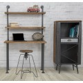 Stylový industriální obdélníkový minimalistický psací stůl z masivního dřeva s kovovou šedou konstrukcí 165 cm