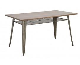Stylový industriální obdélníkový jídelní stůl Glady s hnědou dřevěnou deskou a šedou kovovou konstrukcí 140 cm