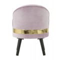 Designov&aacute; art deco kulat&aacute; taburetka Laurentia s opěrkou s růžov&yacute;m sametov&yacute;m potahem a zlat&yacute;m detailem 45 cm